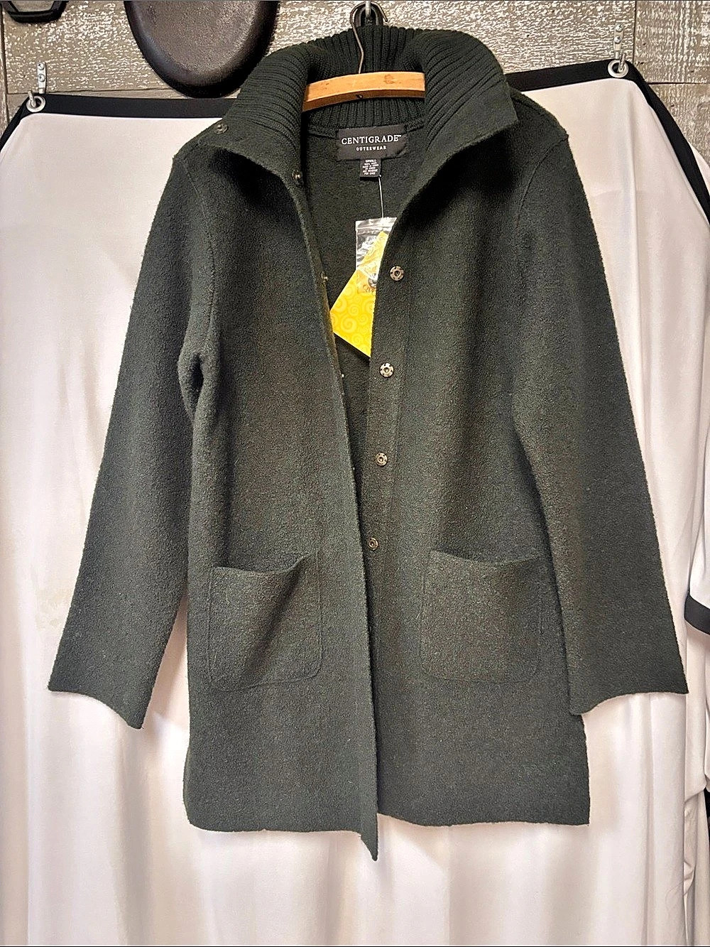 Centigrade Black Wool Pea Coat Size Small NWT